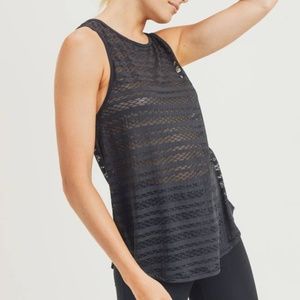 Sheer Lattice Mesh Muscle Tank with Cutout Back
